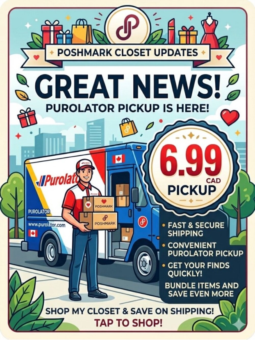 Purolator Pickup now available for $6.99 ❤️